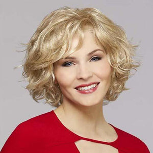 Kami 051 Blonde Short Curly Wigs For White Women Chic Layered Chin