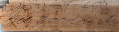 Craftsman's signature on wood from a mattress.