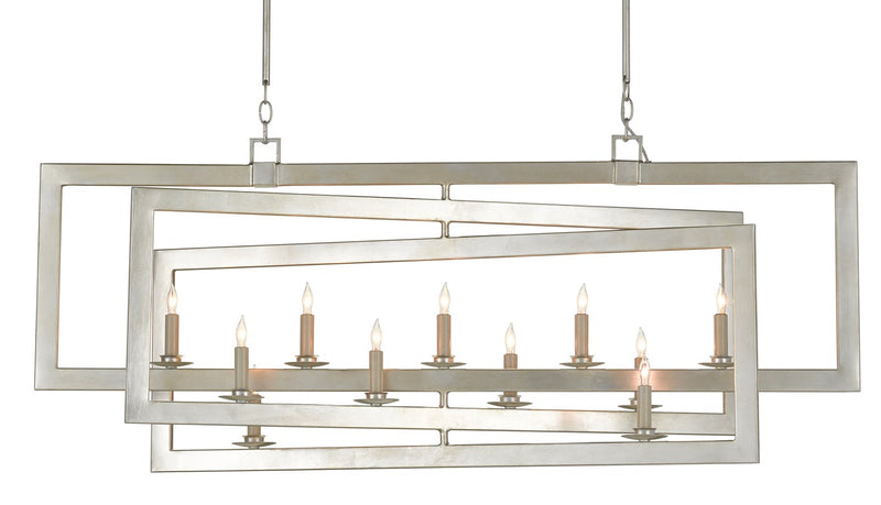 Currey and Company Middleton Rectangular Silver Chandelier 9000-0634