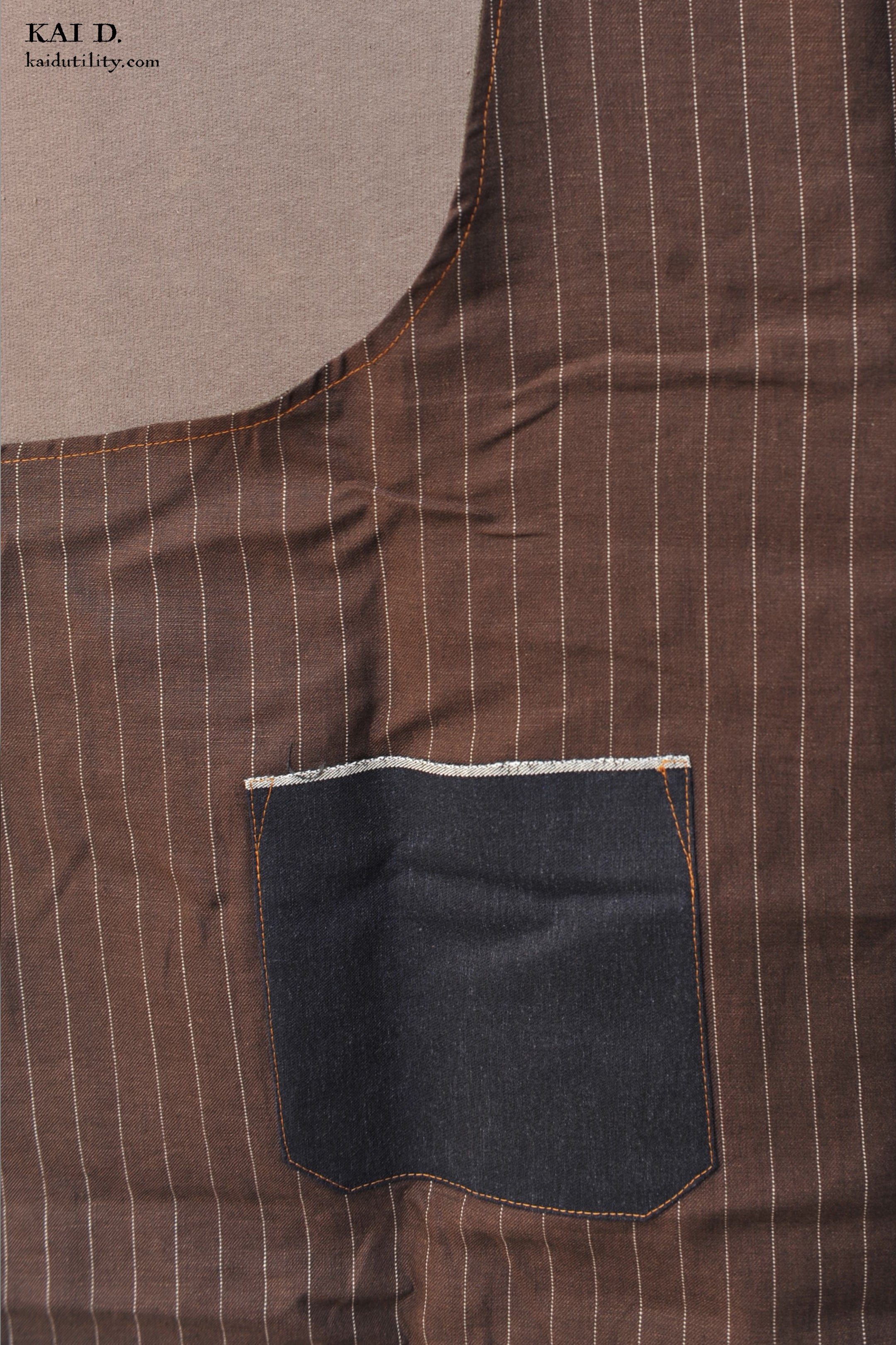 Reversible Artisan Apron - Japanese Selvage Denim / Linen Stripe - Image 7