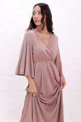 pink v-neck maxi dress, bridesmaid dress, modest dresses, modest clothing store
