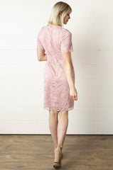 modest retro pink lace dress