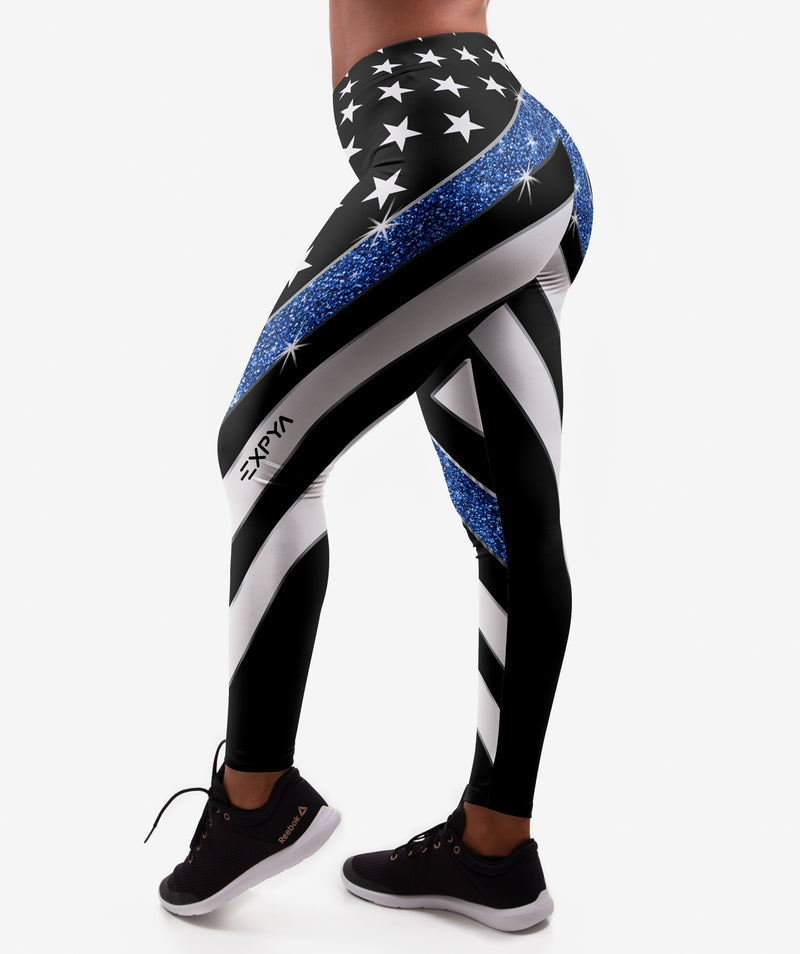 thin blue line workout leggings