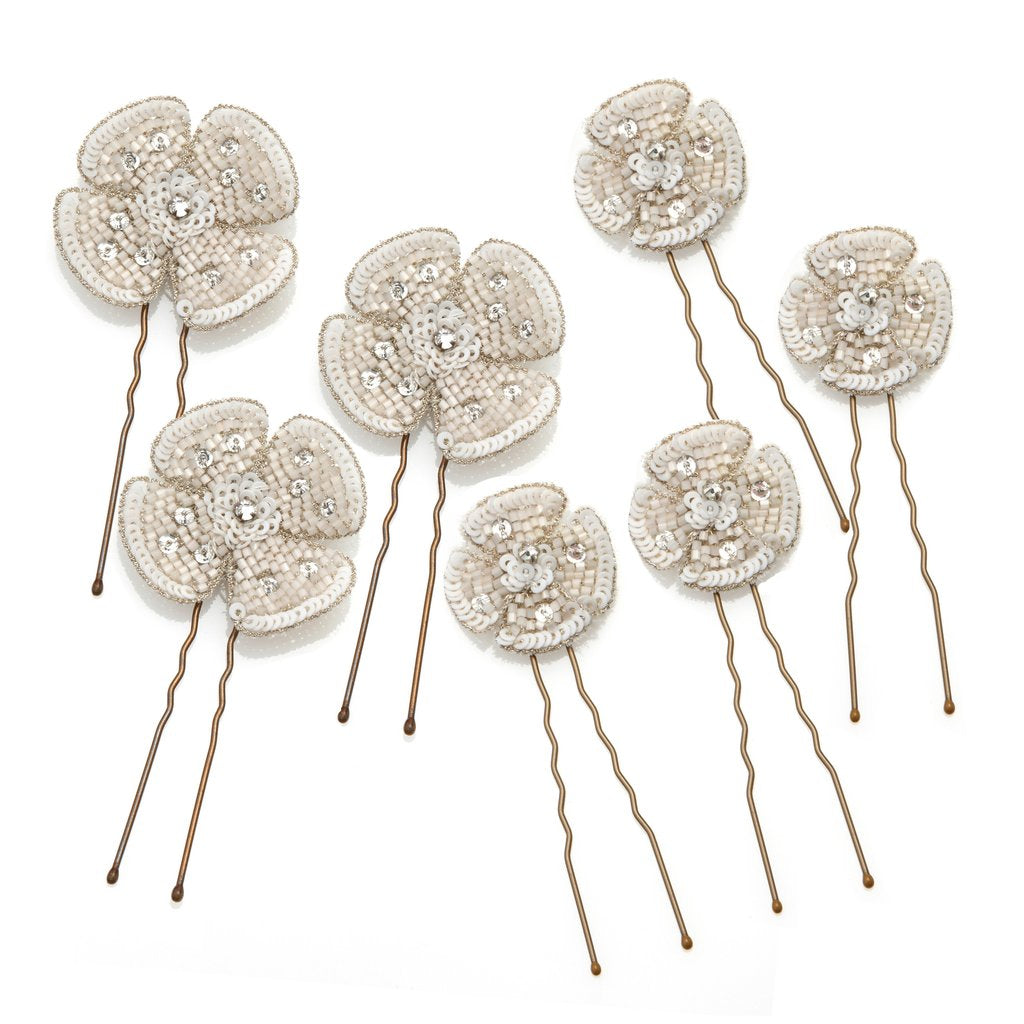 Secret blush garden pins, flower wedding hair pins, crystals and ivory sequins