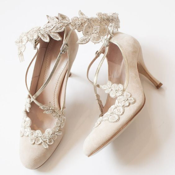 Emmy London Blossom Bridal Shoes and Demi Halo