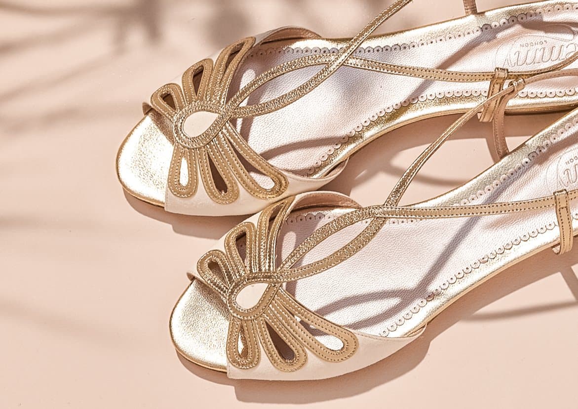 gold bridal shoes
