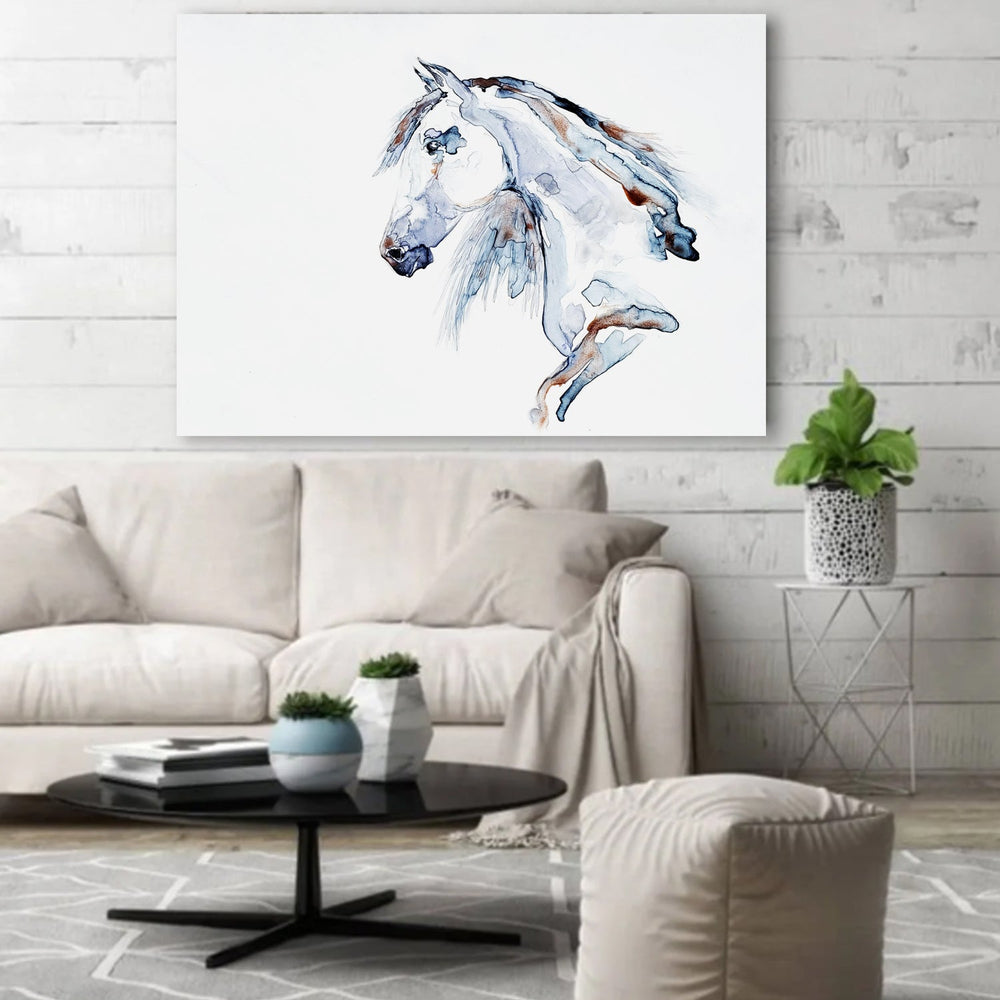 Wild At Heart Equine Watercolor Painting - White Horse Nature - Fine A – Brazen Design Studio