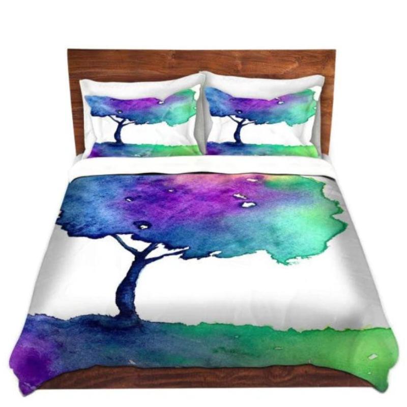 Hue Tree Watercolor Painting Modern Duvet Set Brazen Design Studio