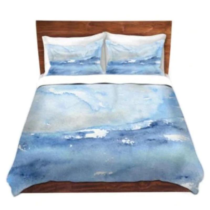 Ocean Wave Watercolor Painting  - Modern Bedding - Duvet or Comforter Brazen Design Studio Dark Gray