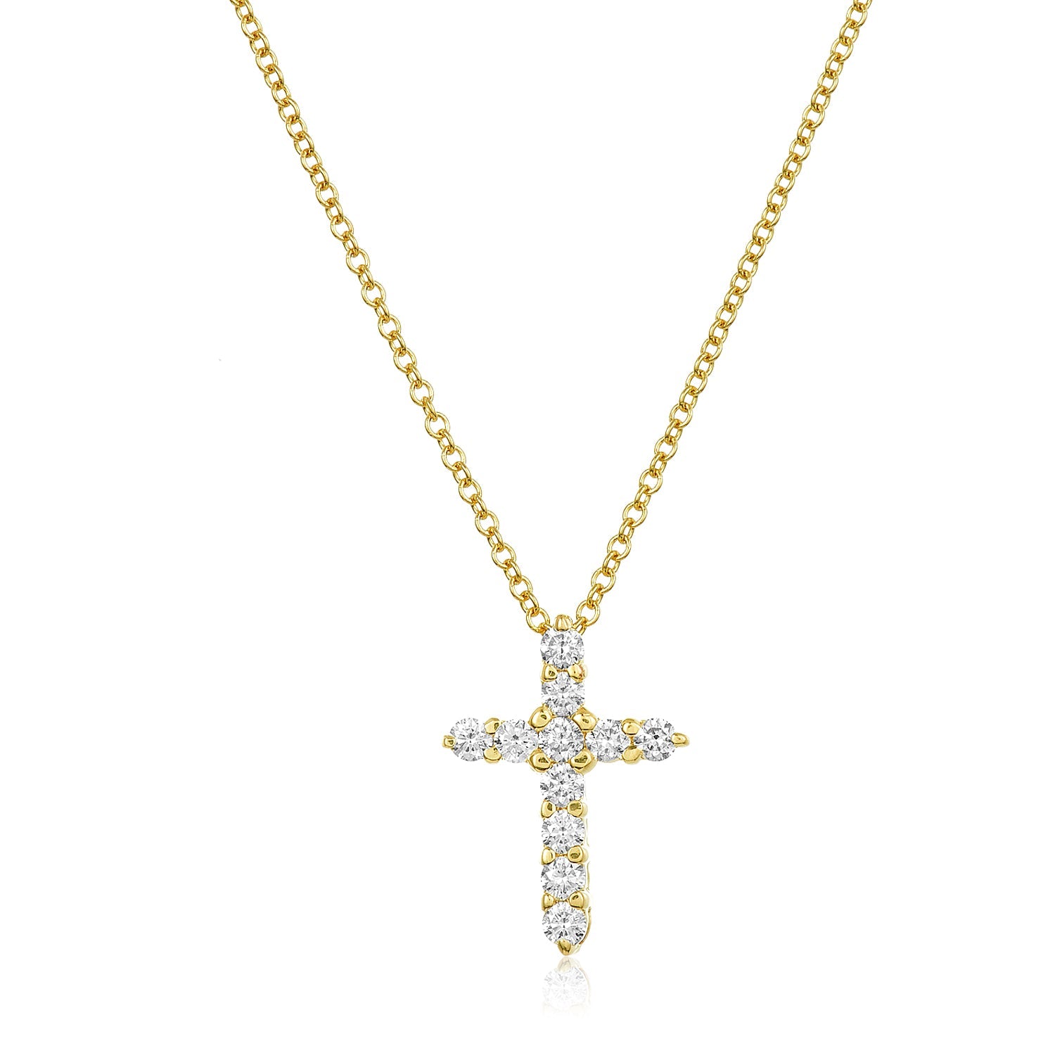 Large Cross 14k Yellow Gold Pendant Necklace in White Diamond | Kendra Scott
