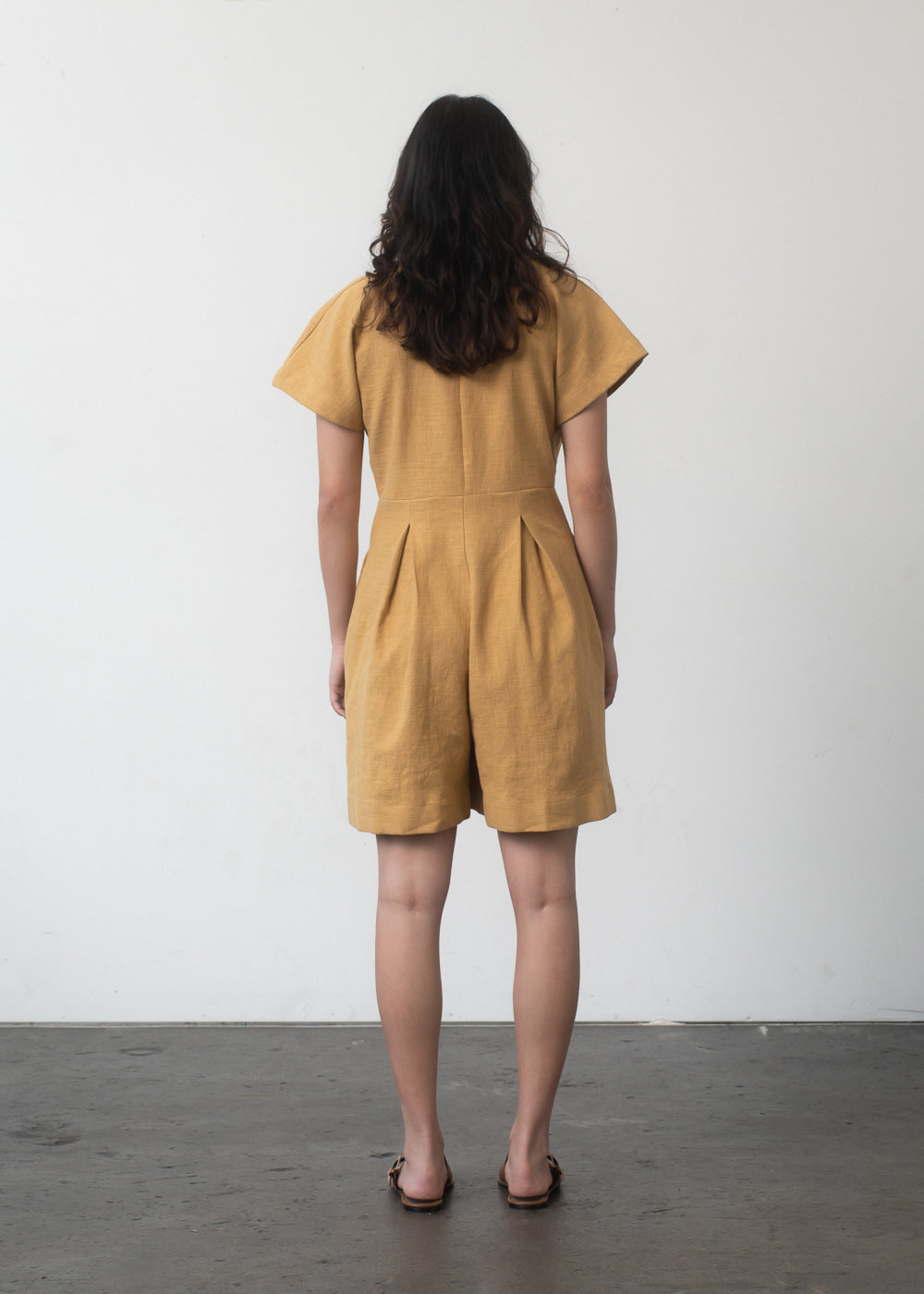 Emi Romper in Sunflower Linen