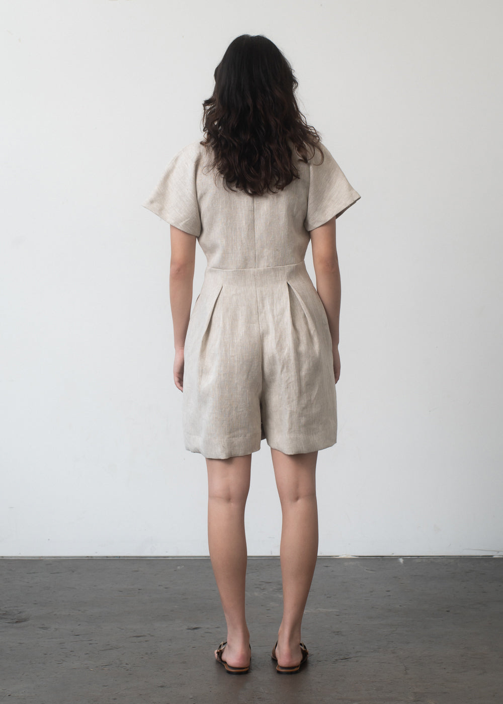 Emi Romper in Oat Linen