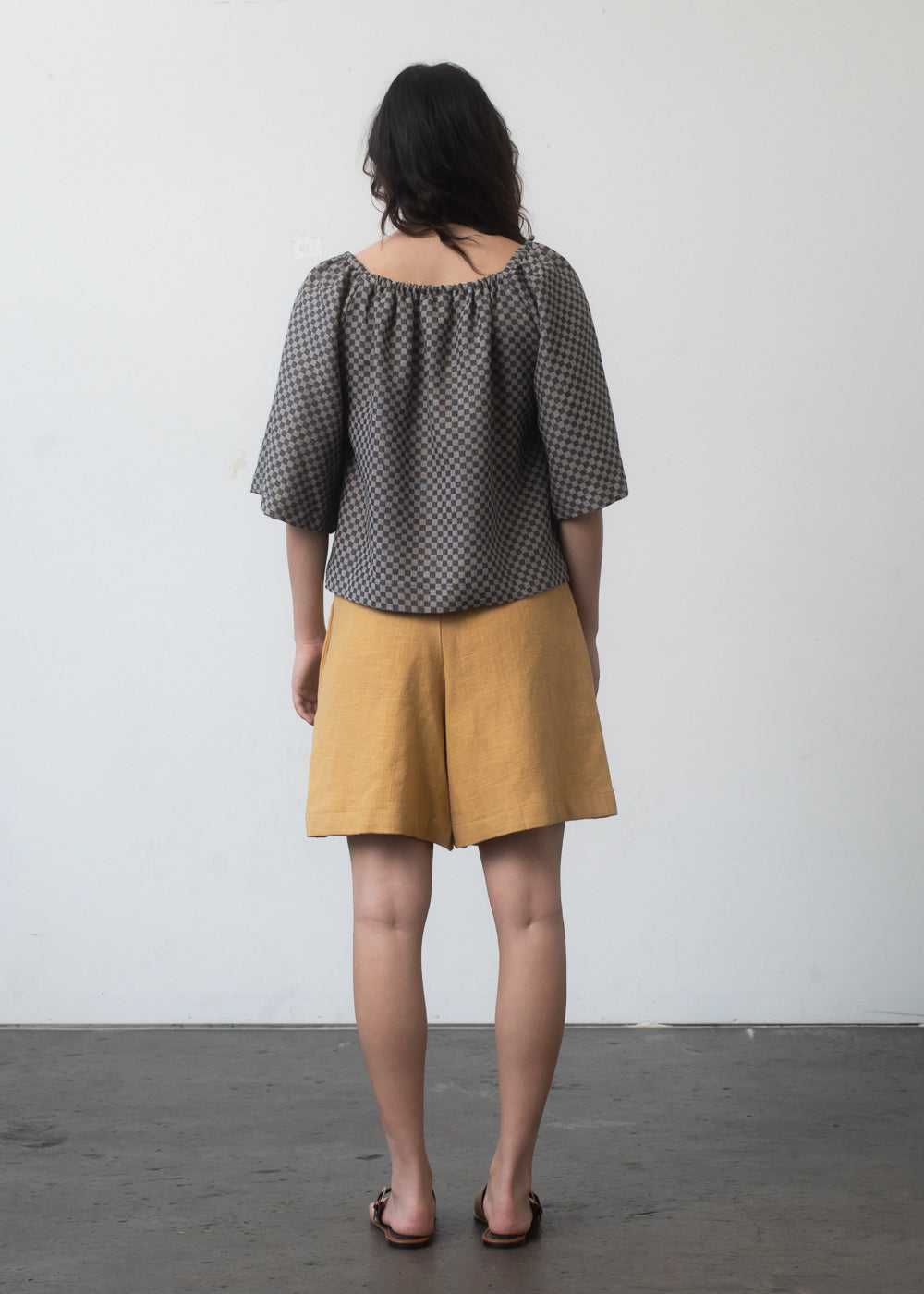 Elke Top in Checkerboard Linen