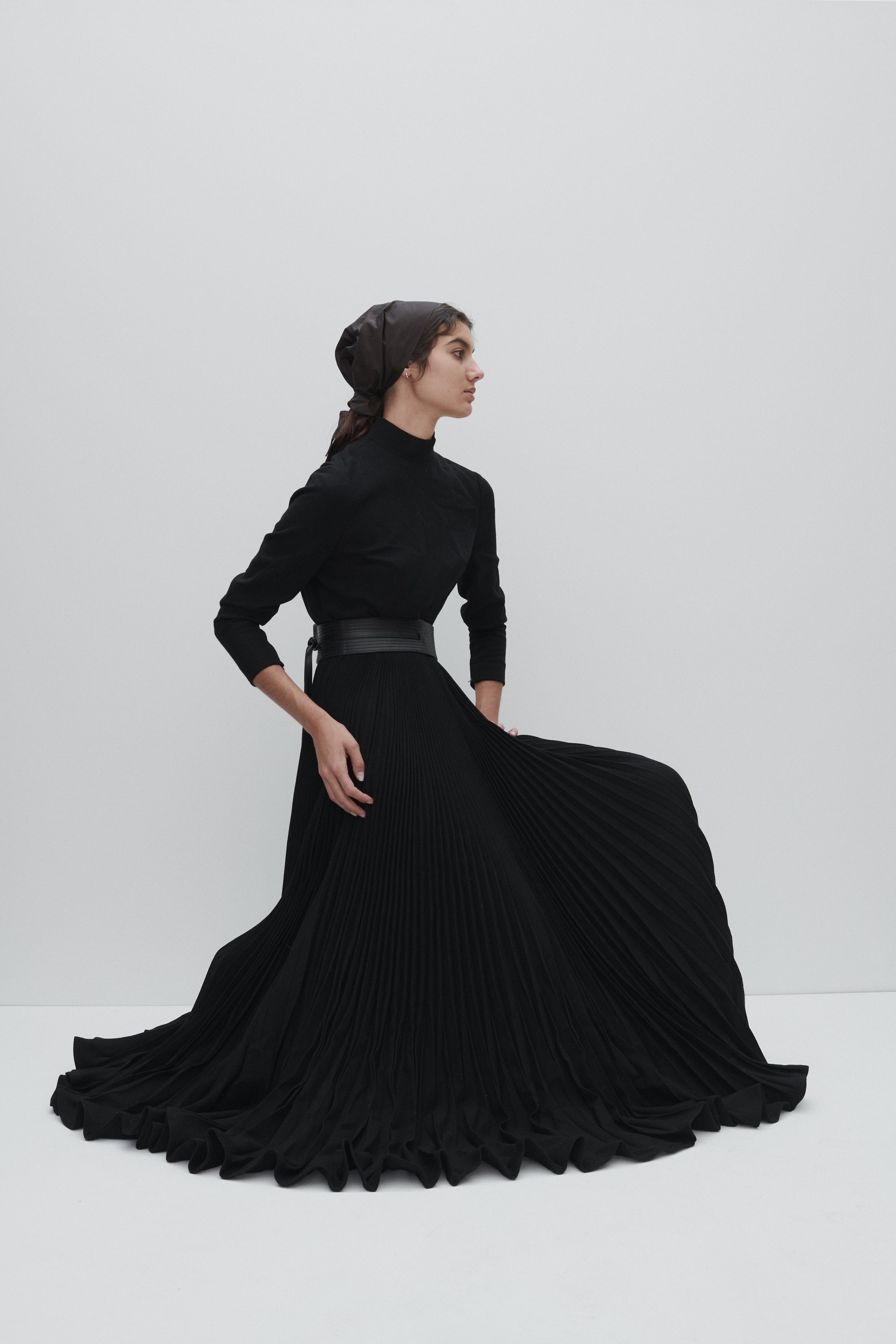 Beene Wool Pleated Gown