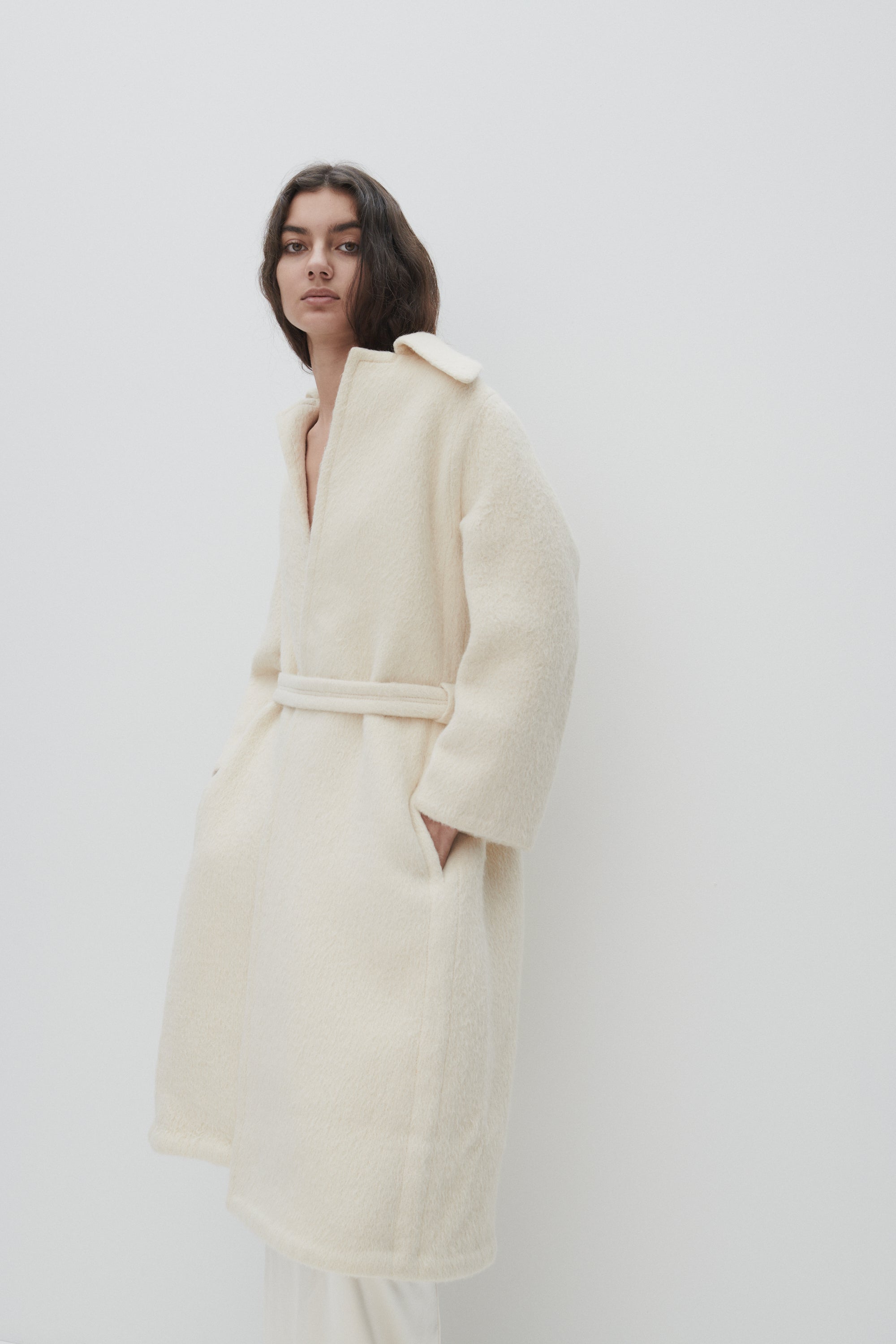 Ivory Alpaca Wrap Coat