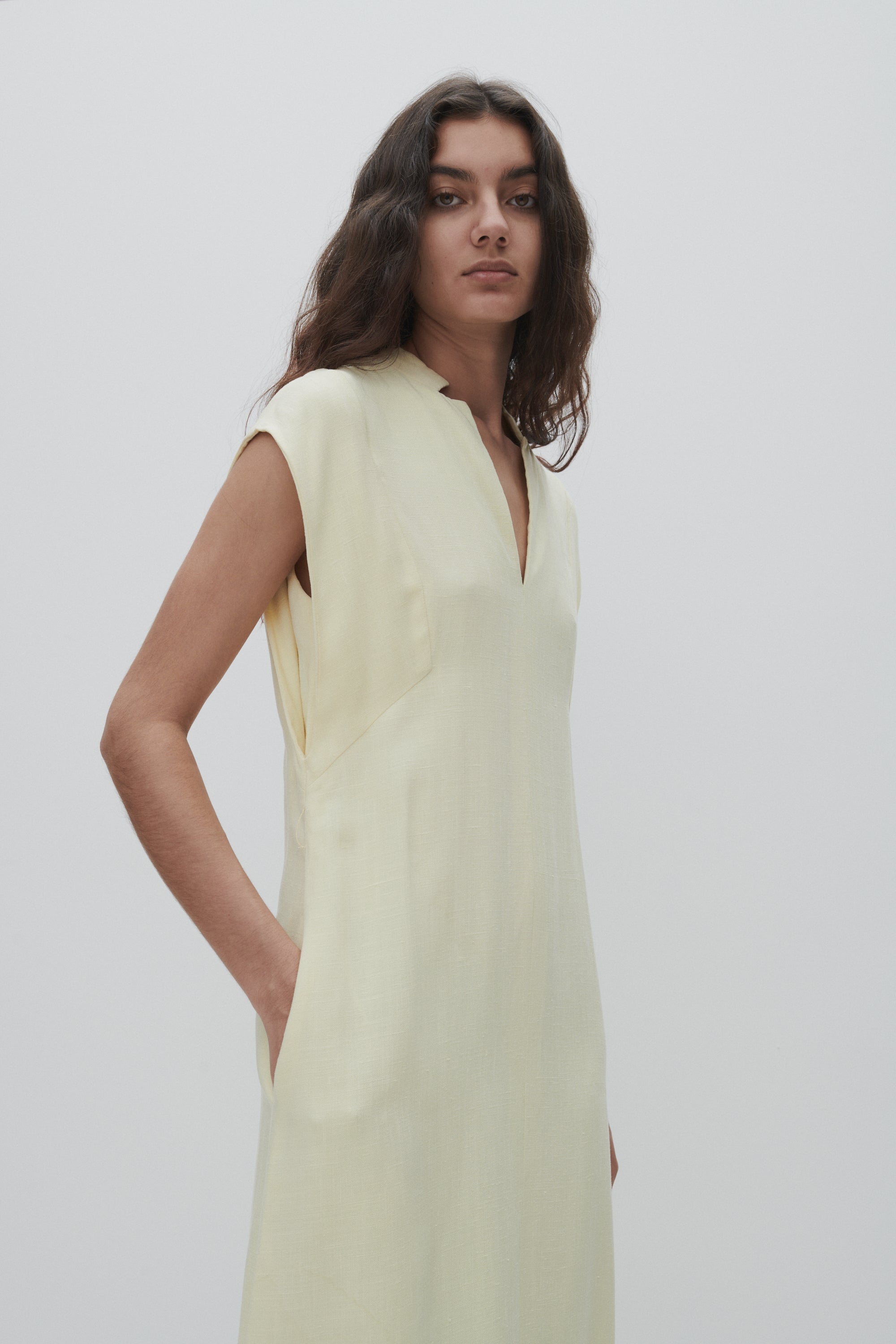 Pauline Trig re Pastel Yellow Dress