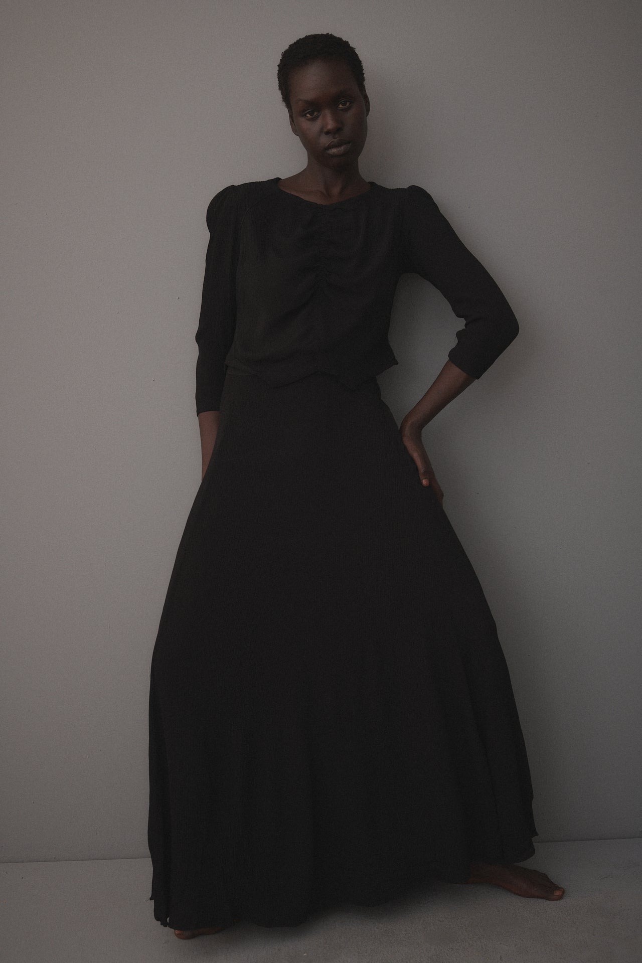 1930s Black Silk Crepe Dress - Desert Vintage