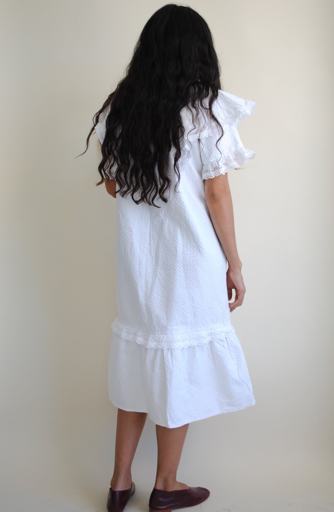 Antique White Cotton Dress - Desert Vintage