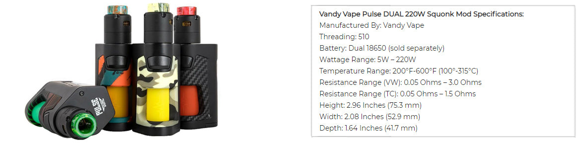 Vandy Vape Pulse Dual 220W Squonk Mod Starter Kit