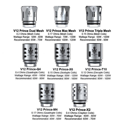 Smok Tfv12 Prince Coils M4 T10 X6 Replacement Coils Types