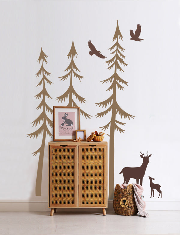 Forest Wall Decals Pine Tree Stickers Headboard, LF359 – StickersForLife