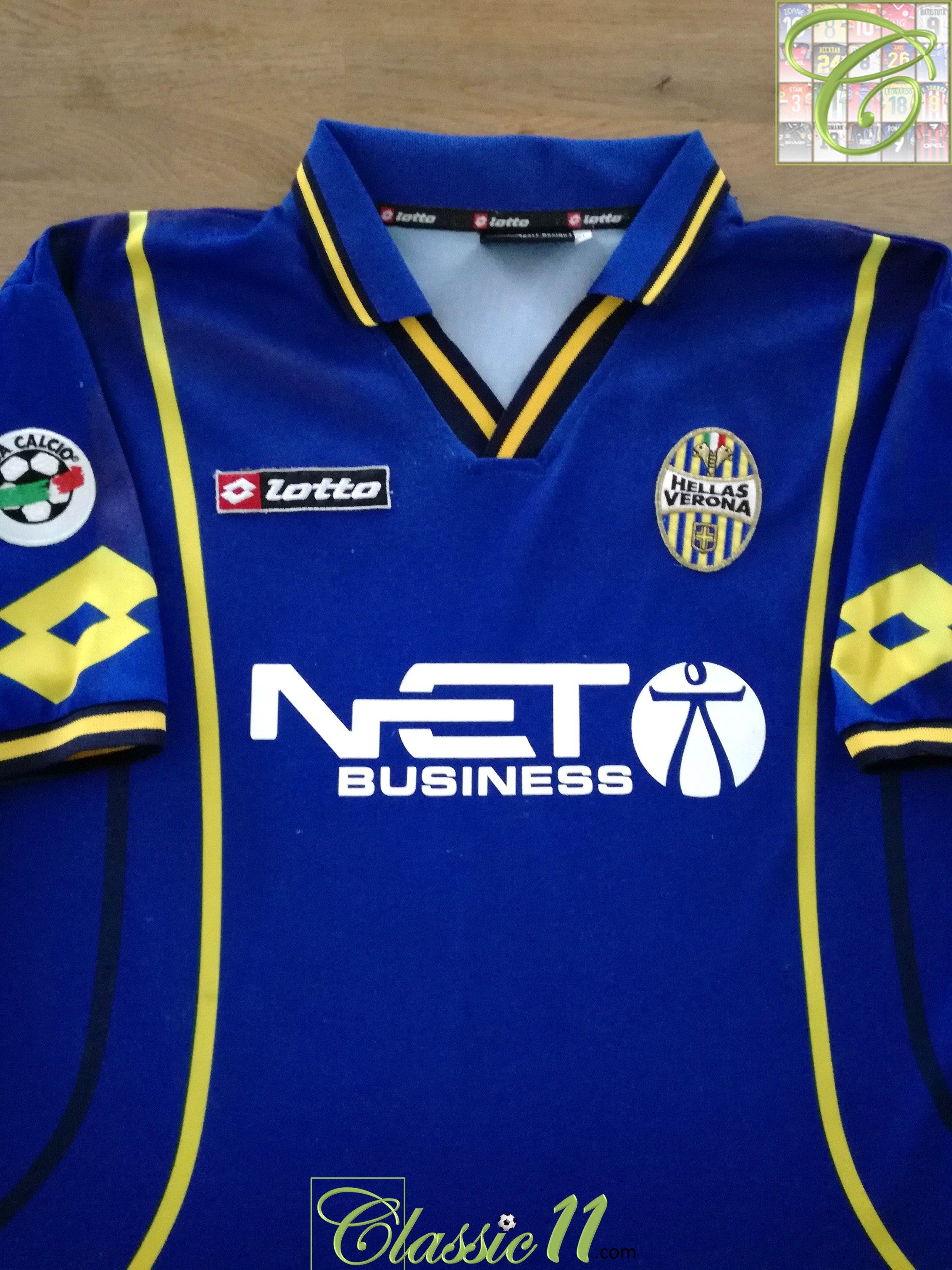 2000/01 Hellas Verona Home Serie A Football Shirt Cossato #24 (XL)