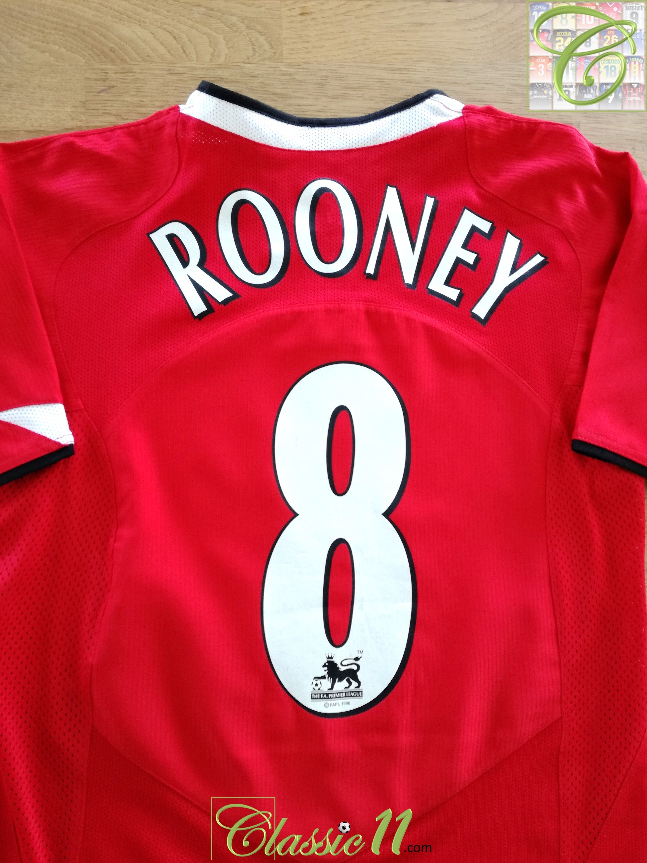 2004/05 Man Utd Home Premier League Football Shirt Rooney #8 (B)