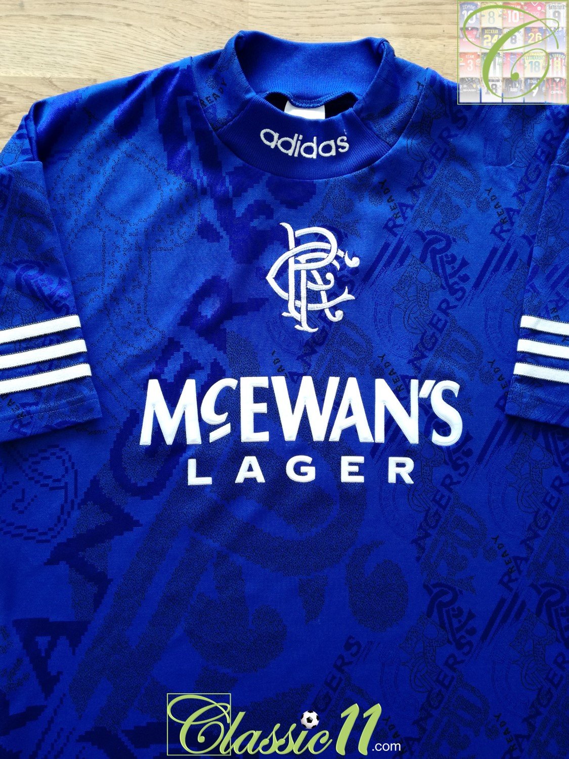 1994/95 Rangers Home Football Shirt / Old Vintage Adidas Soccer Jersey |