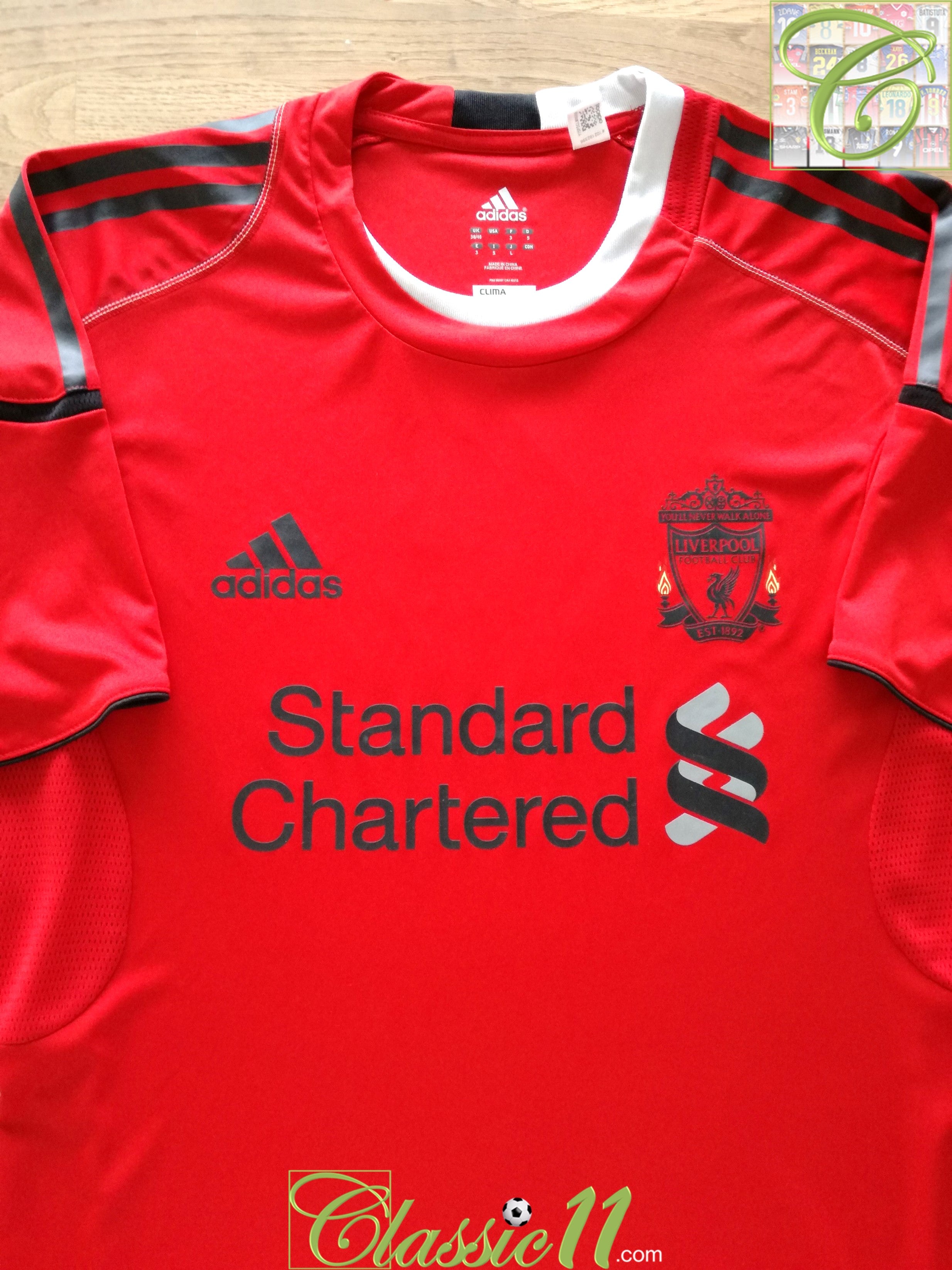 Liverpool FC 2010 2011 Football Shirt Soccer Jersey Training Top Adidas sz  S MEN