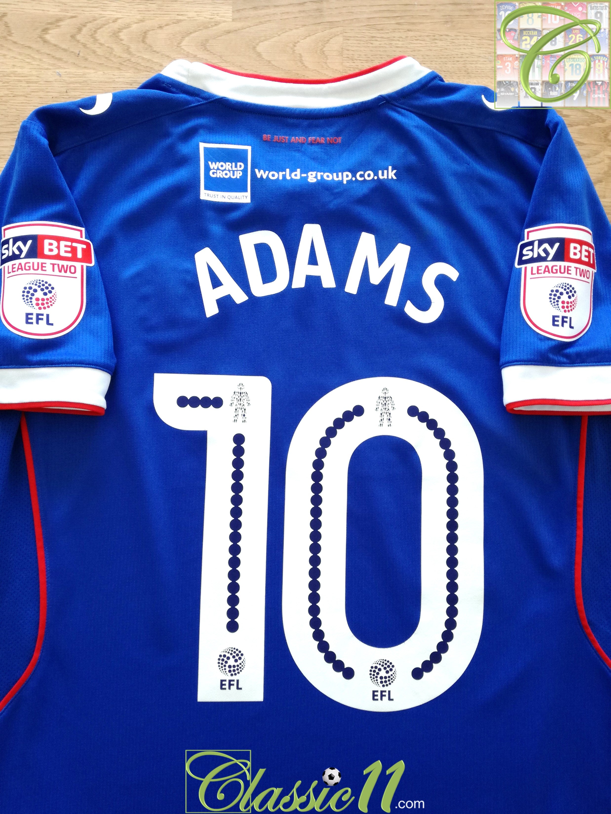 2016/17 Carlisle United Home Match Worn Football Shirt Adams #10