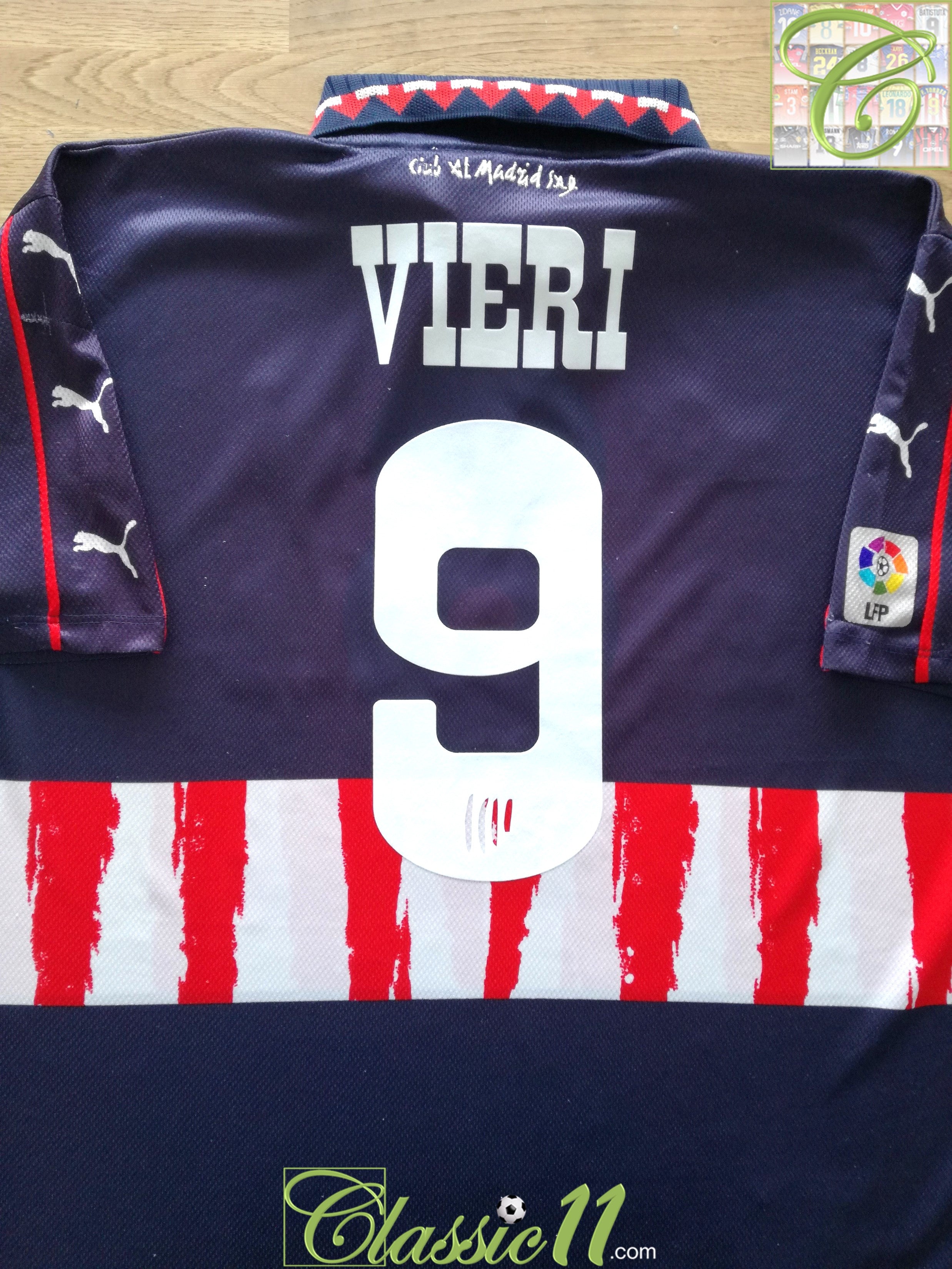 1997/98 AtlÃ©tico Madrid Away La Liga Football Shirt Vieri #9 (L)