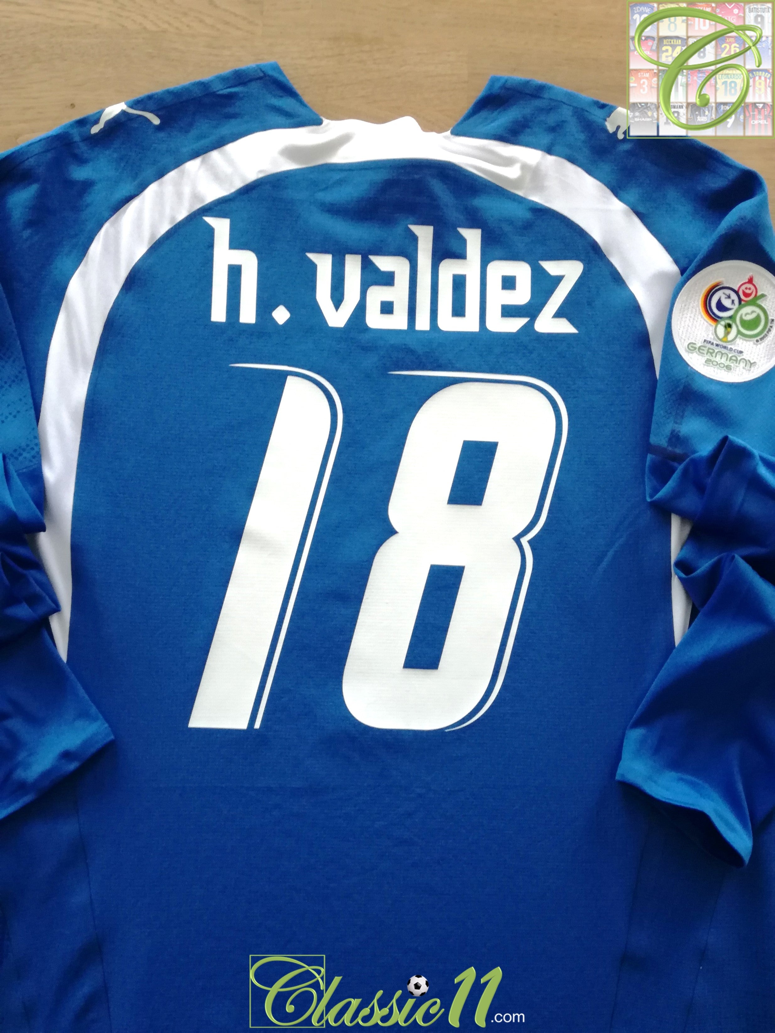 2006 Paraguay Away World Cup Player Issue Football Shirt. N. Valdez #18 (L)