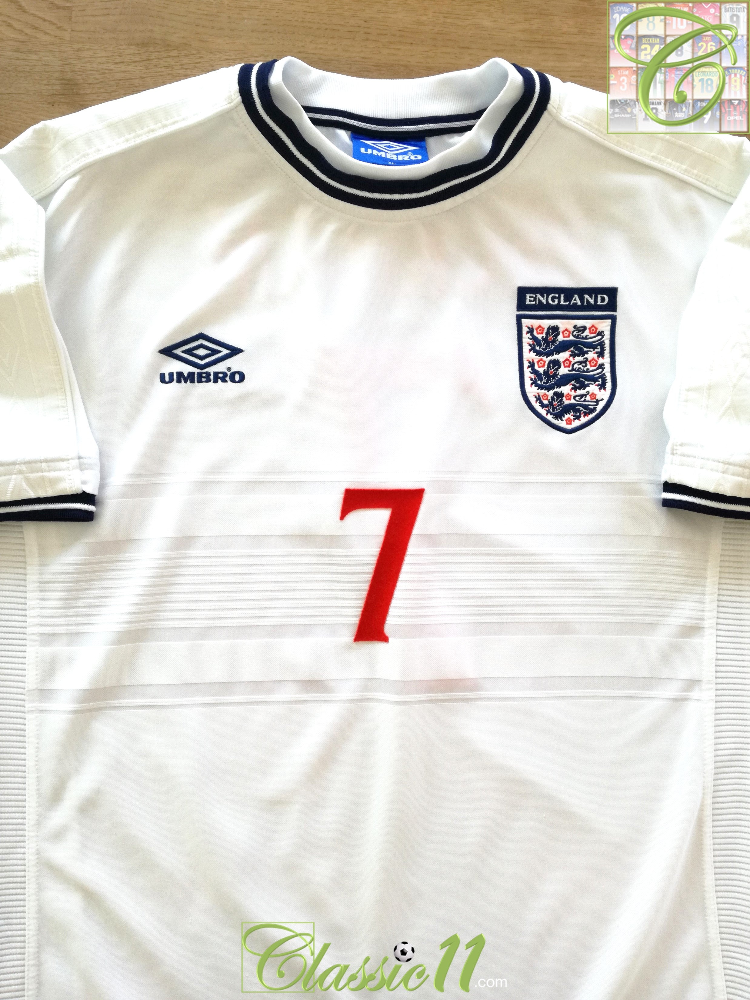 1999/00 England Home Football Shirt Beckham #7 (XXL)