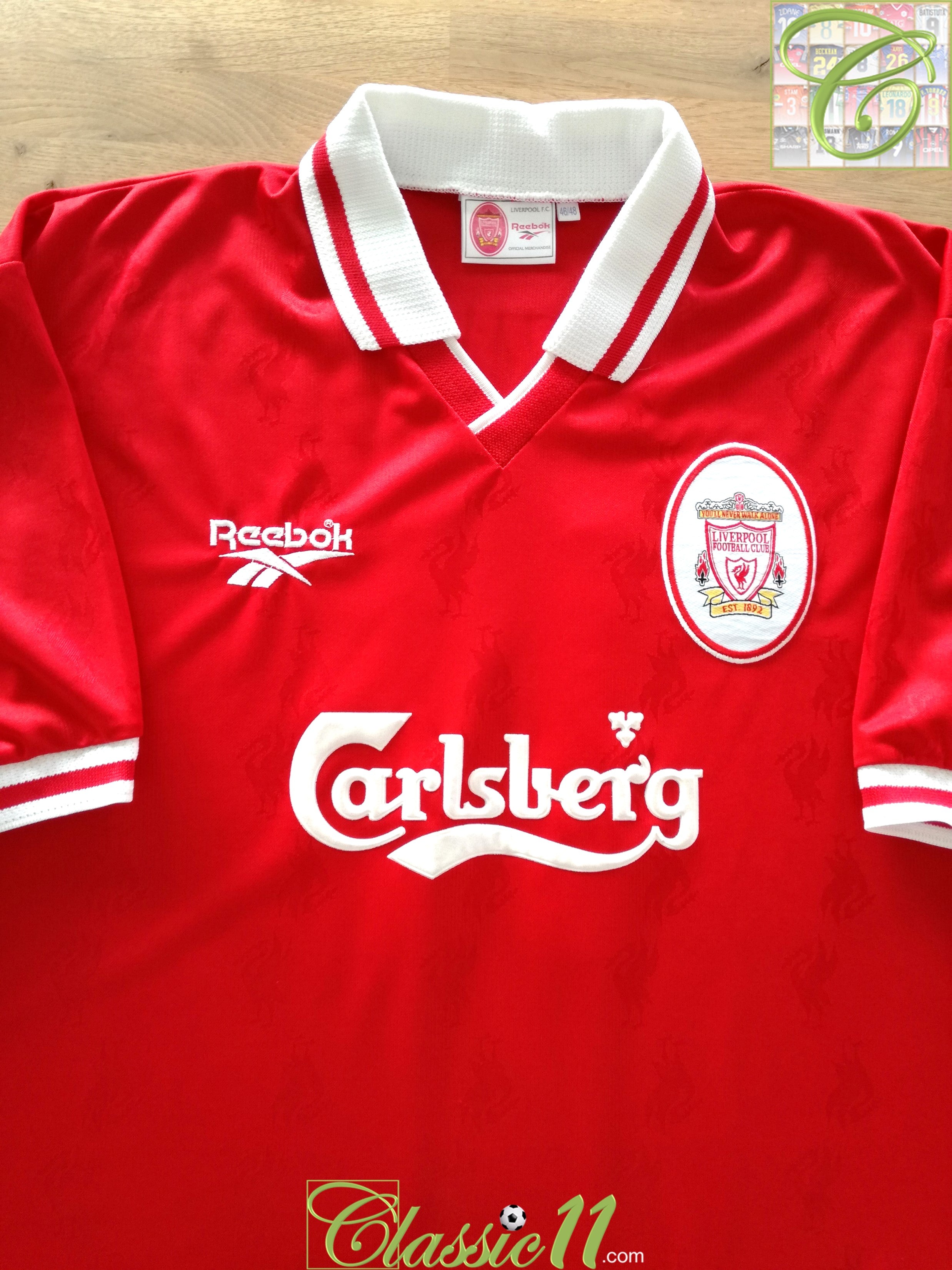 triple Festival arrebatar 1996/97 Liverpool Home Football Shirt / Vintage Reebok Soccer Jersey |  Classic Football Shirts