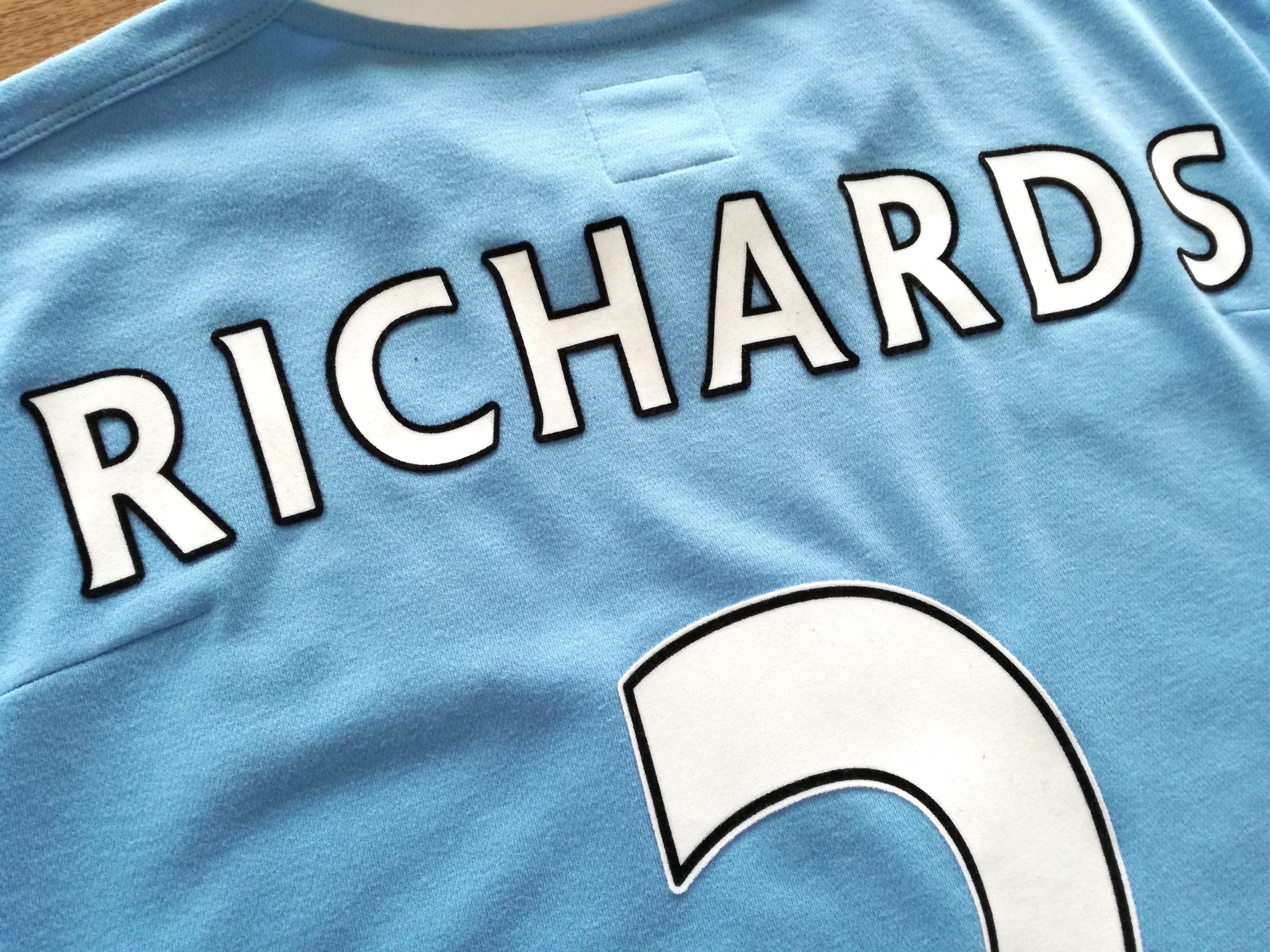 2009/10 Man City Home Premier League Match Worn Football Shirt Richards #2 (L)