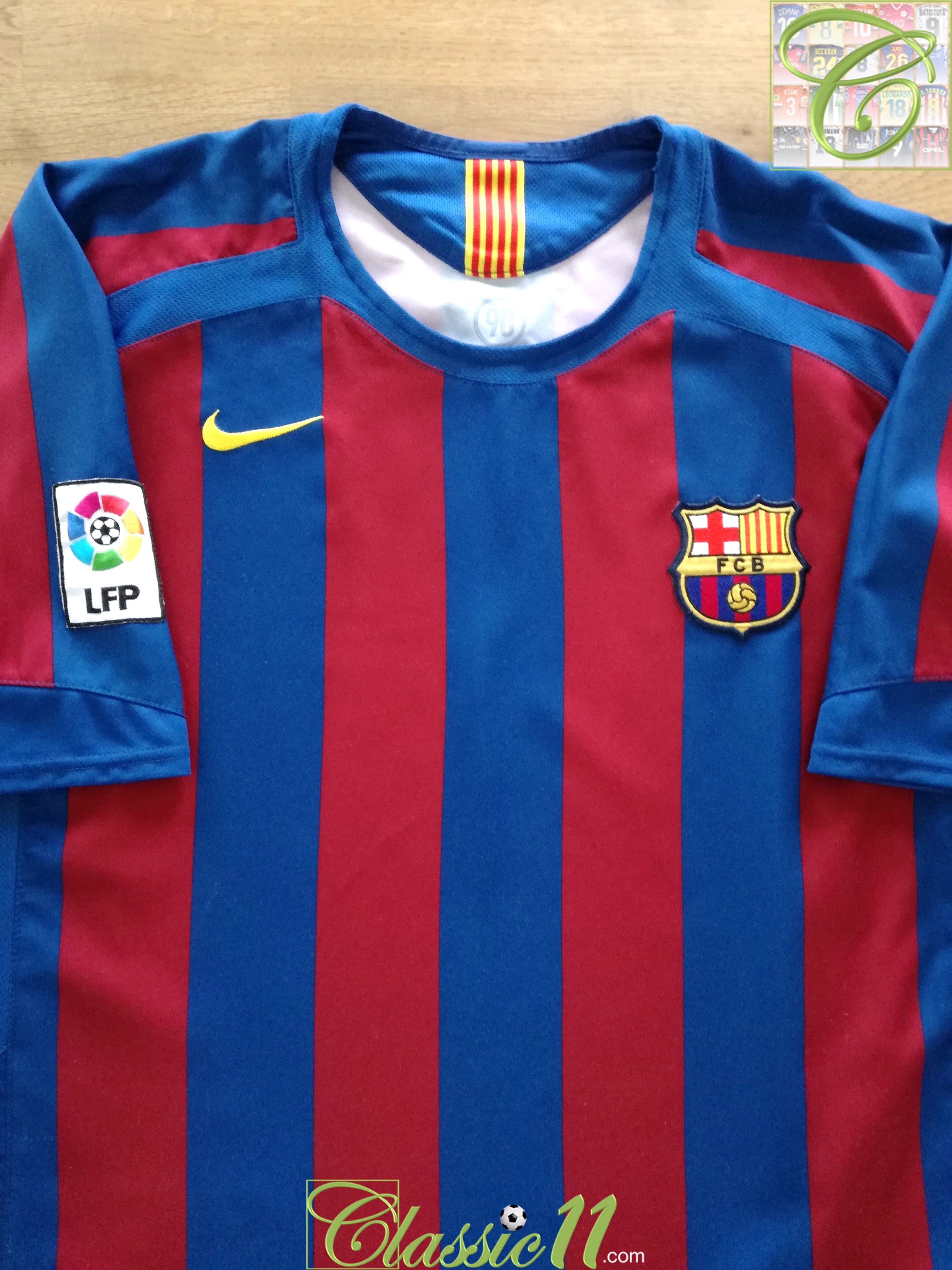 2005/06 Barcelona Home La Liga Football Shirt Larsson #7 (S)