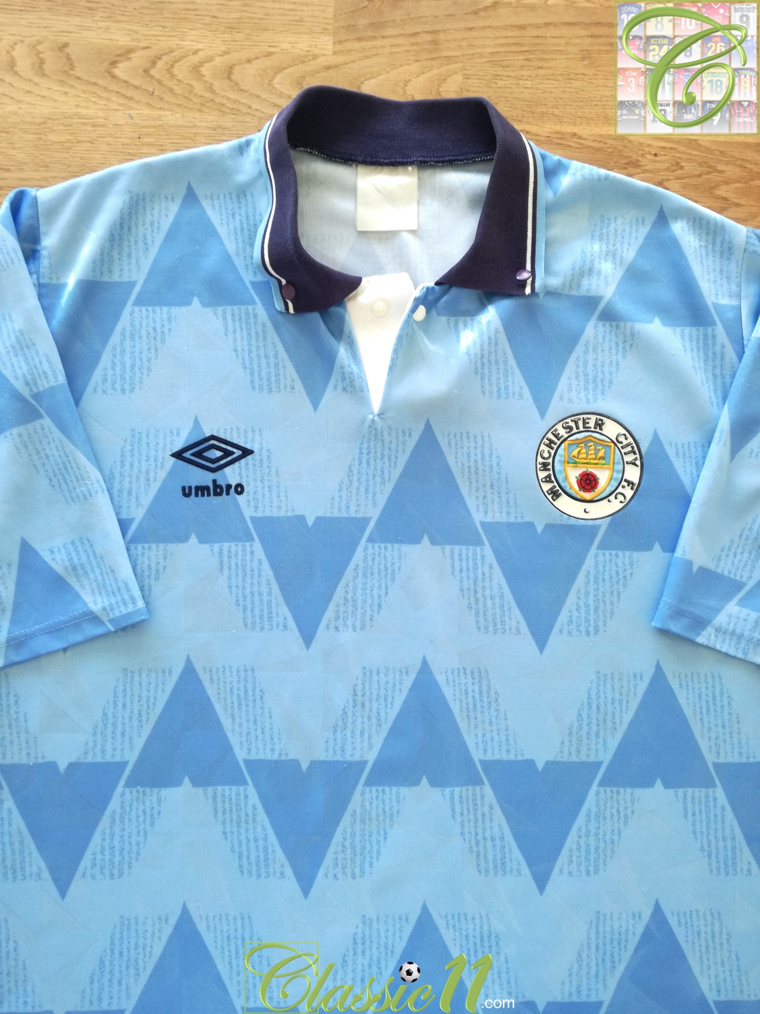 1989/90 Man City Home Football Shirt / Old Vintage Umbro Soccer