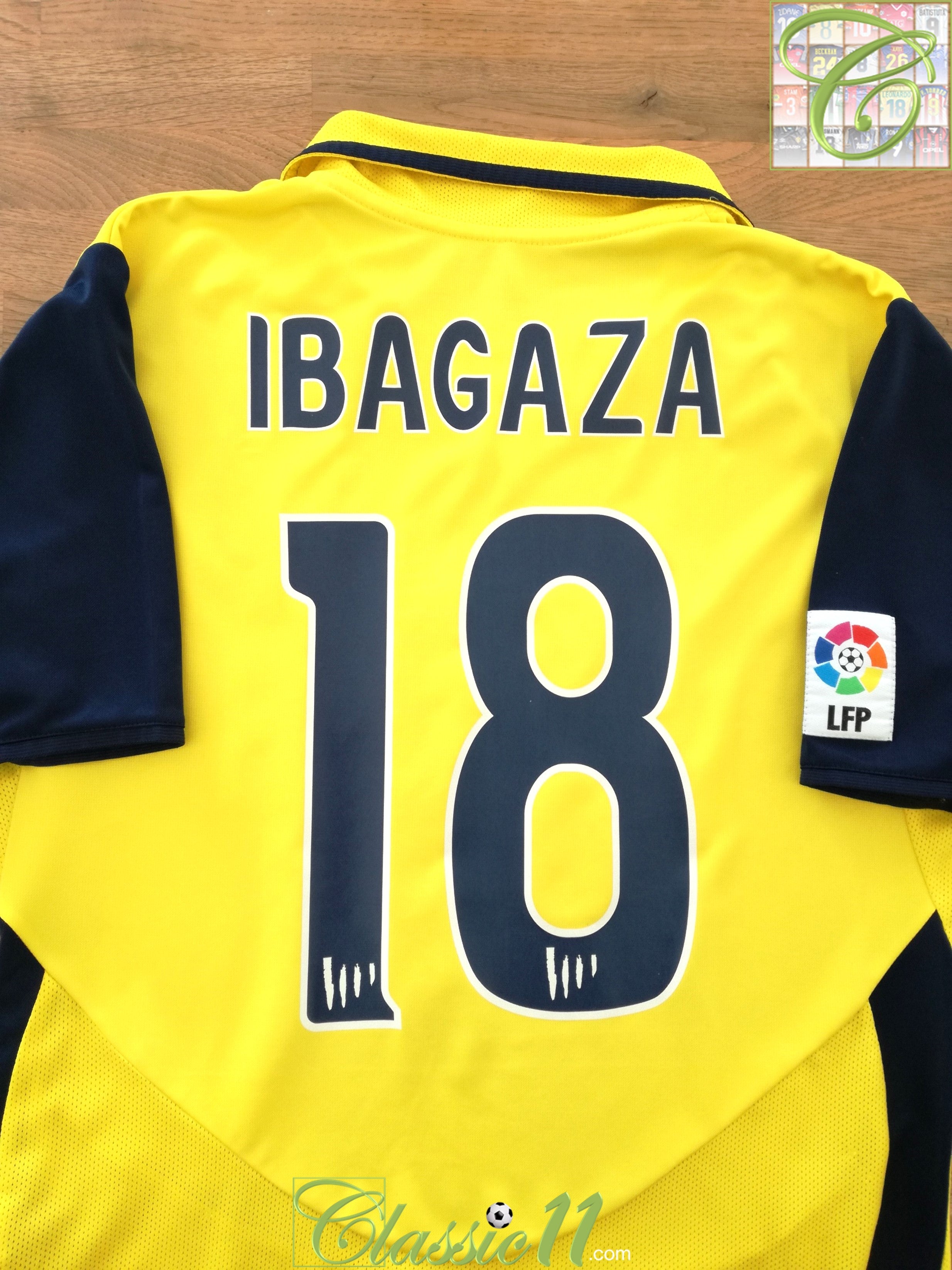 2003 AtlÃ©tico Madrid Away La Liga Football Shirt Ibagaza #18 (S)