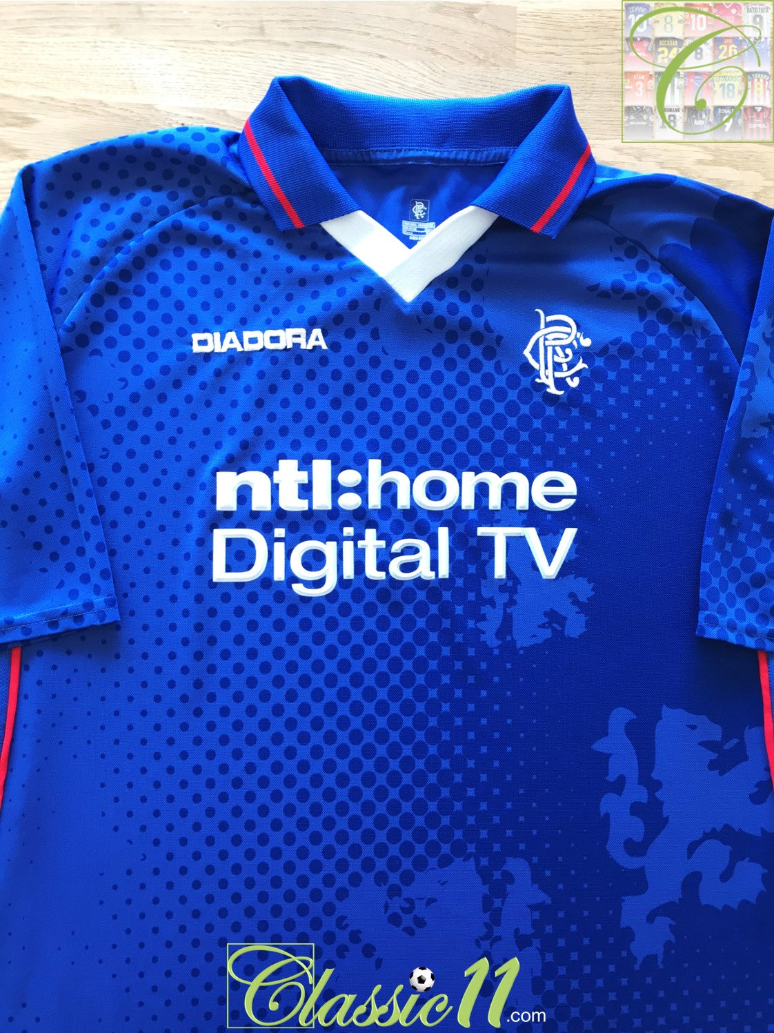 2001-2002 Glasgow Rangers FC Jersey Shirt Home NTL: Nike Short Sleeve Large