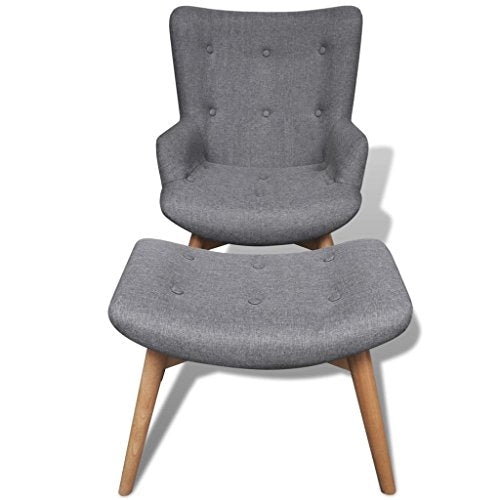 Fauteuil Avec Repose Pied Gris Tissu