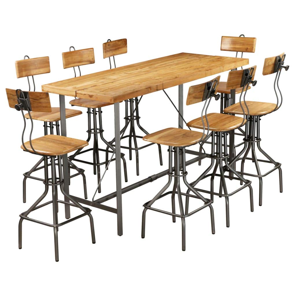 Ensemble De Bar En Teck Recycle Table 8 Chaises