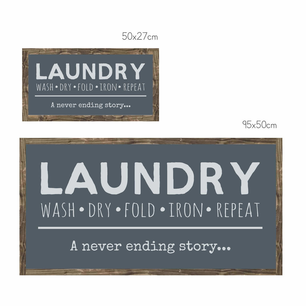 Laundry... a never ending story | Framed Wood Sign - The Imperfect Wood Company -