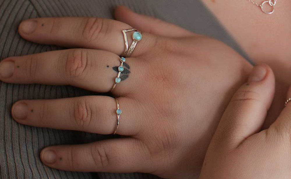 strut jewelry aquamarine stacking rings