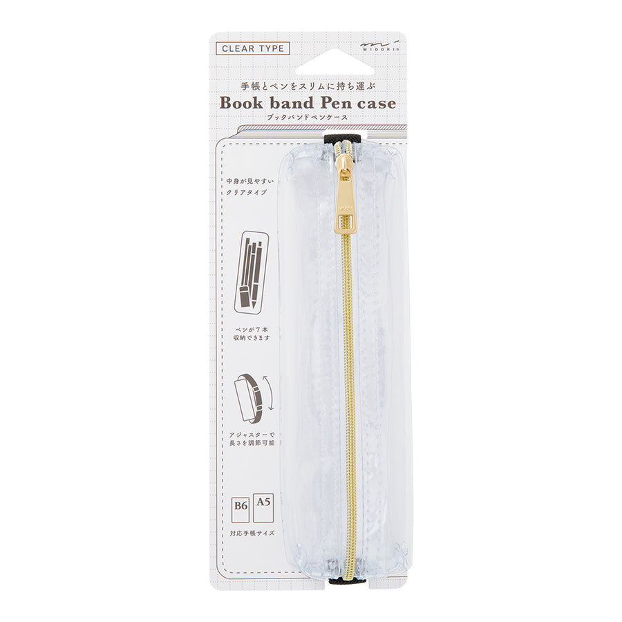 Midori Book Band Pen Case Mesh Green