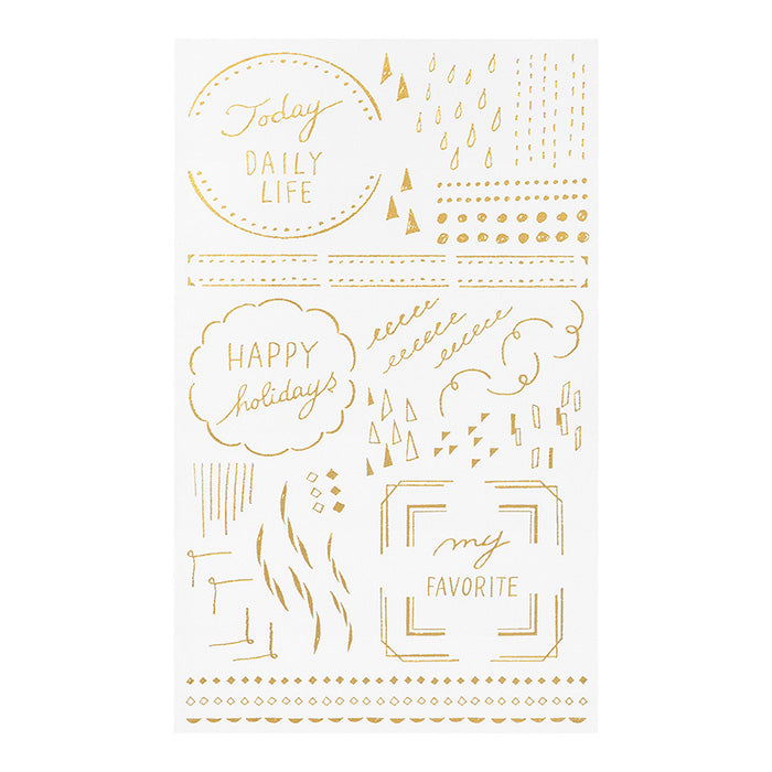Midori Gold Foil Transfer Stickers - Happy Motifs for Record