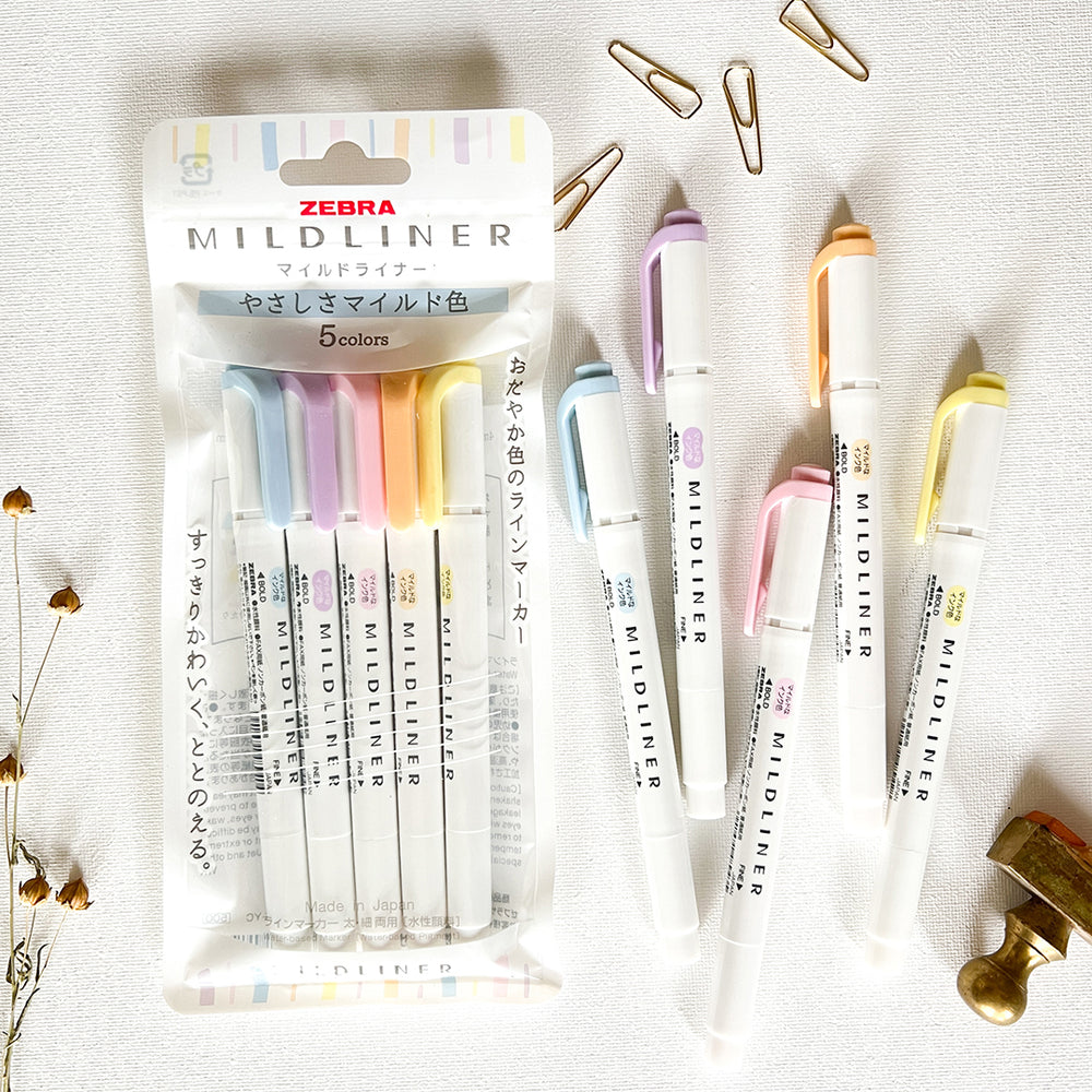 New! Zebra Mildliner Markers Gentle Mild Colors Paper Plus Cloth