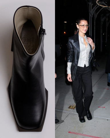 bella hadid office syren look squared loafer boot