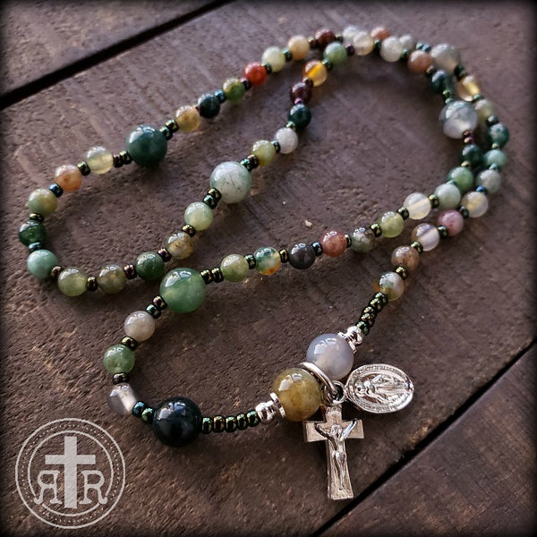 Gemstone Rosary-On-Your-Wrist Bracelet - Stretch Full Sized Rosary