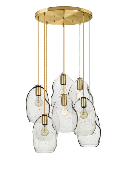 Seedy Bubble Hand Blown Glass Stagger Pendant Chandelier-Brass Hammers and Heels