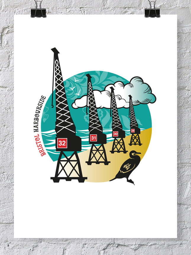 Bristol Harbourside Cranes Print by Susan Taylor | The Bristol Shop